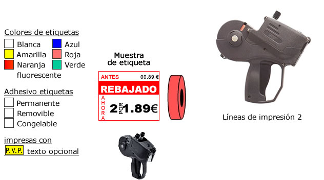 Etiquetadoras manuales y rollos de etiquetas.